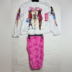 Barbie Girls Long Sleeve Top and Pajama Pants Set, 2-Piece, Sizes L (10/12) NWT